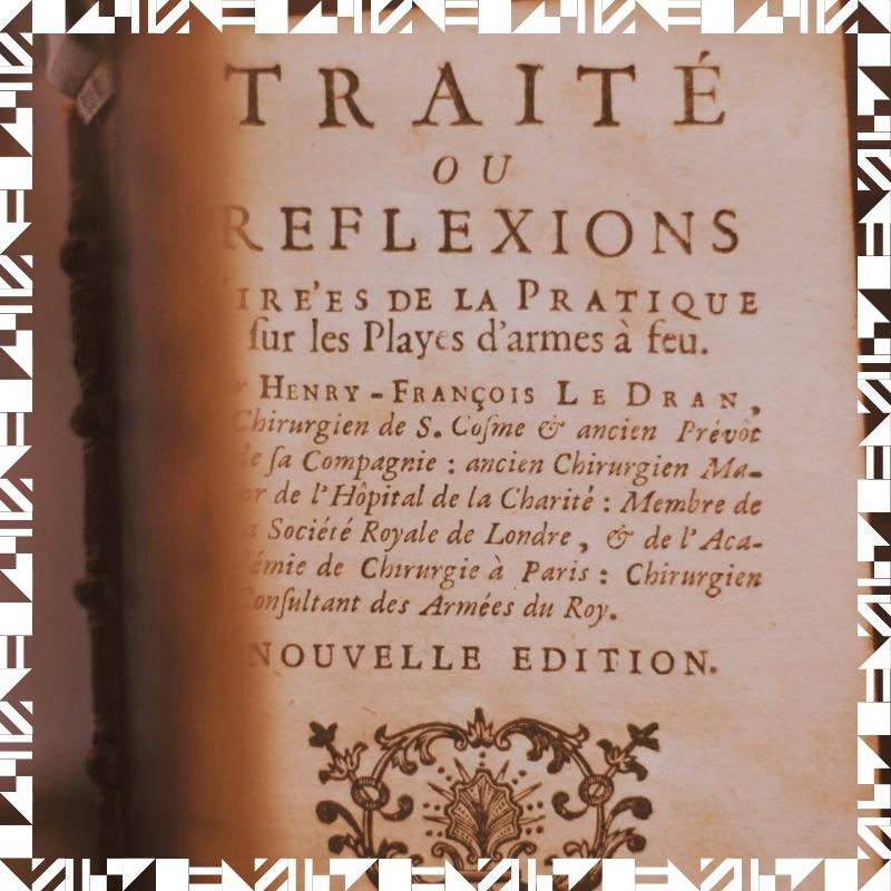 An antique French book.