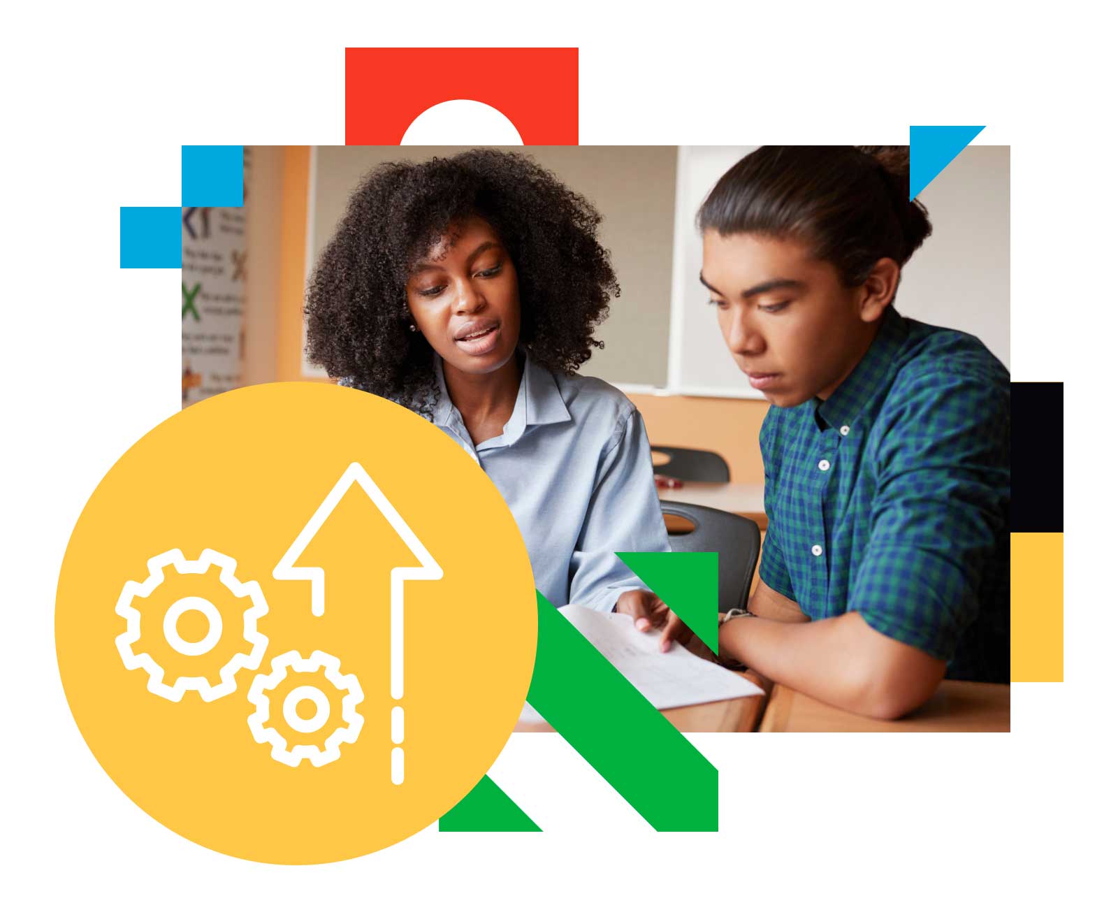 Woman helping a student learn