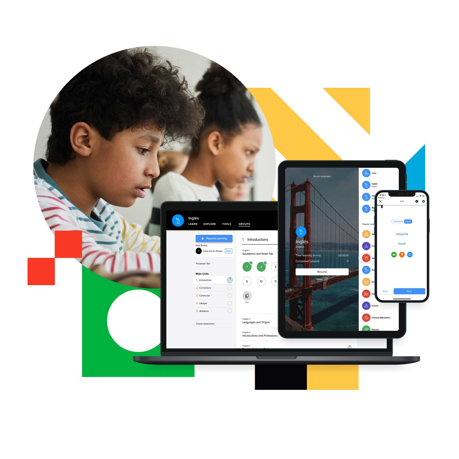 Students learning with Mango