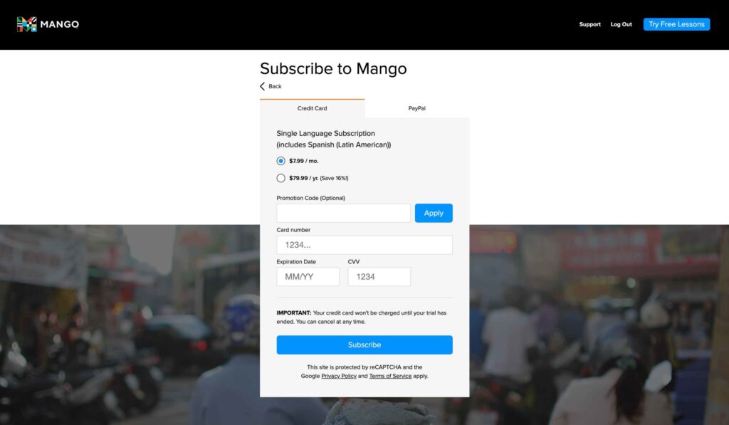 Mango promo code process step 4