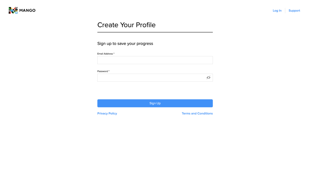 Mango promo code process step 1